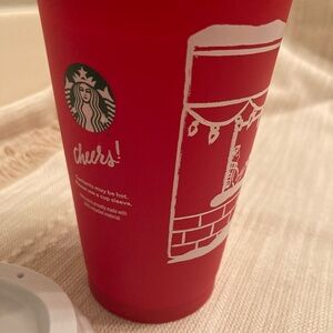 Starbucks Christmas Festive Red Tumbler with White lid Design 2025